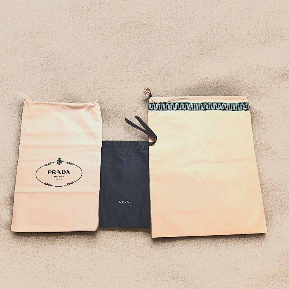 Dust bag lot of 3 Prada, Gucci, Tory Burch
